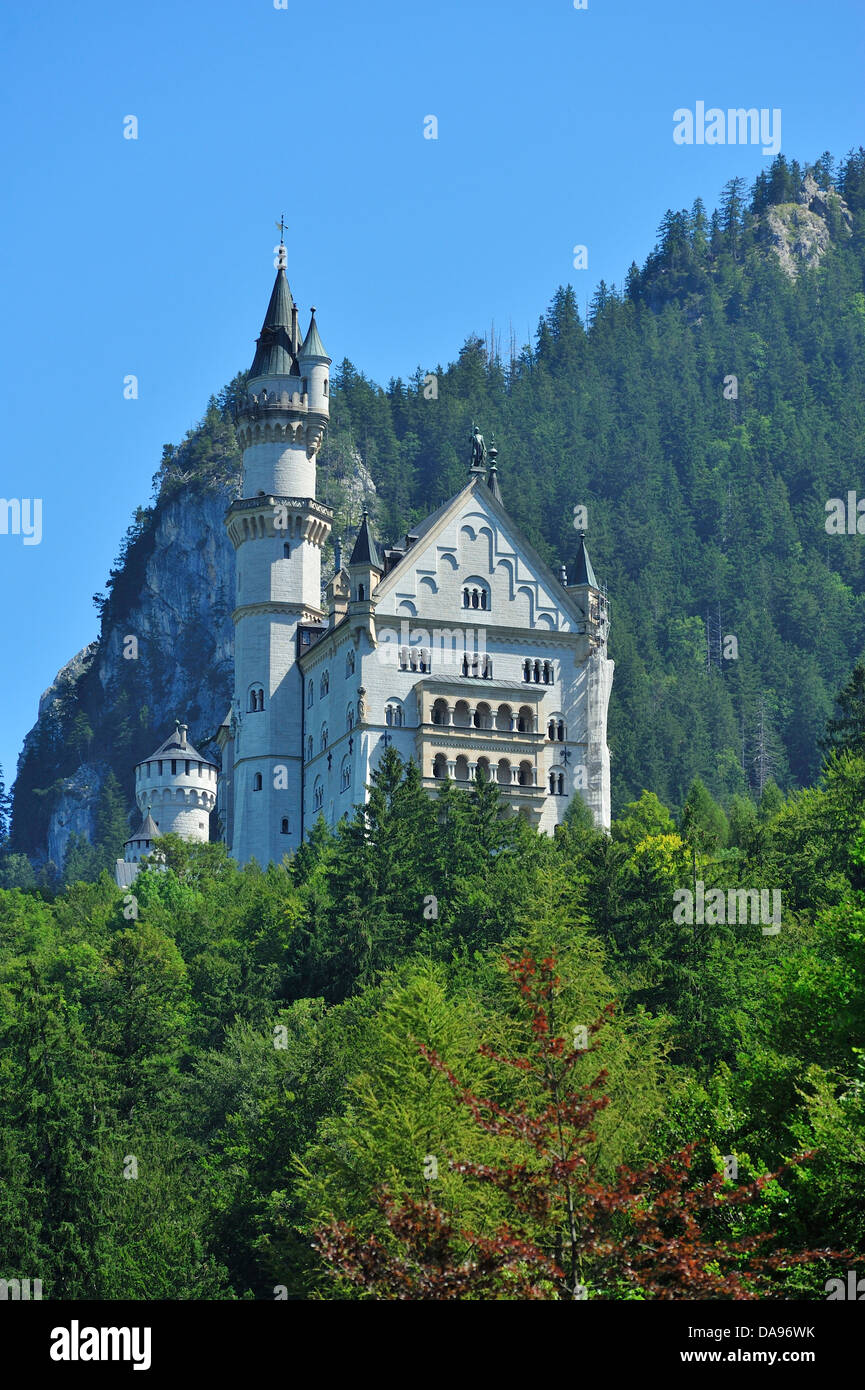 Xix secolo, architettura, Baviera, bavarese, Castello, Europa, esterno, Germania, Hohenschwangau, Ludwig II, Ludwig, Neuschwanst Foto Stock