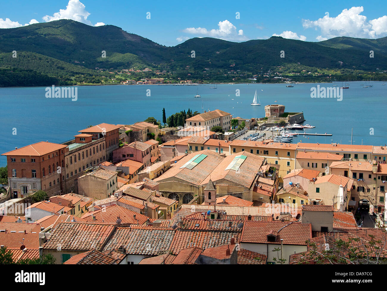 Tetti Portoferraio Elba toscana italia Foto Stock