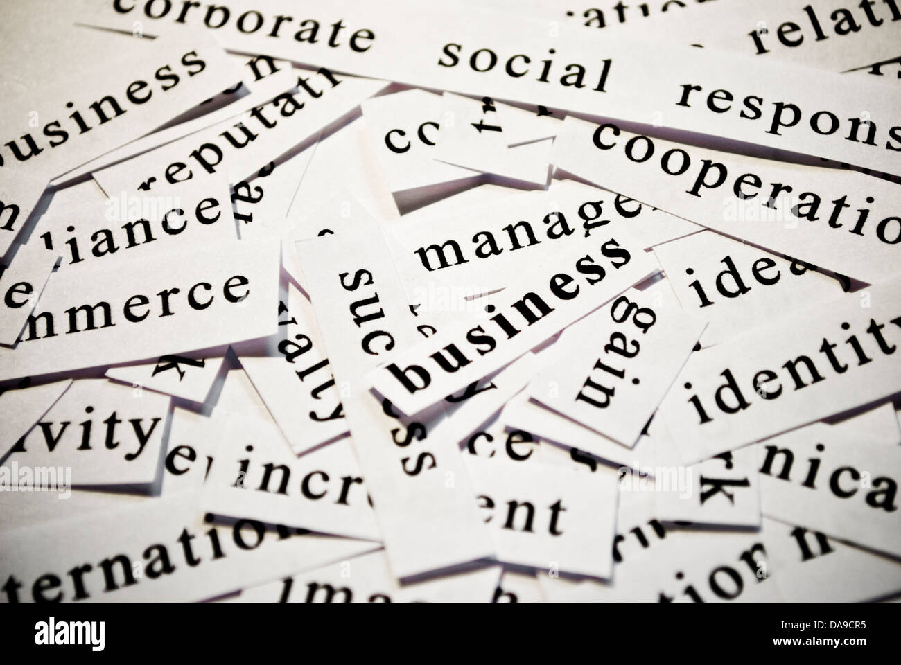 Business. Concetto di taglio-fuori parole correlate con le attività. Foto Stock