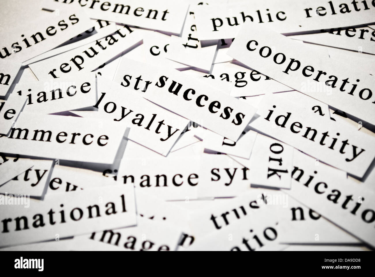 Il successo. Concetto di taglio-fuori parole correlate con le attività. Foto Stock