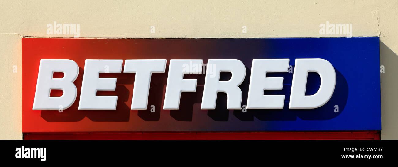 Betfred logo, shop segno, Inghilterra UK, scommesse shop negozi loghi Foto Stock