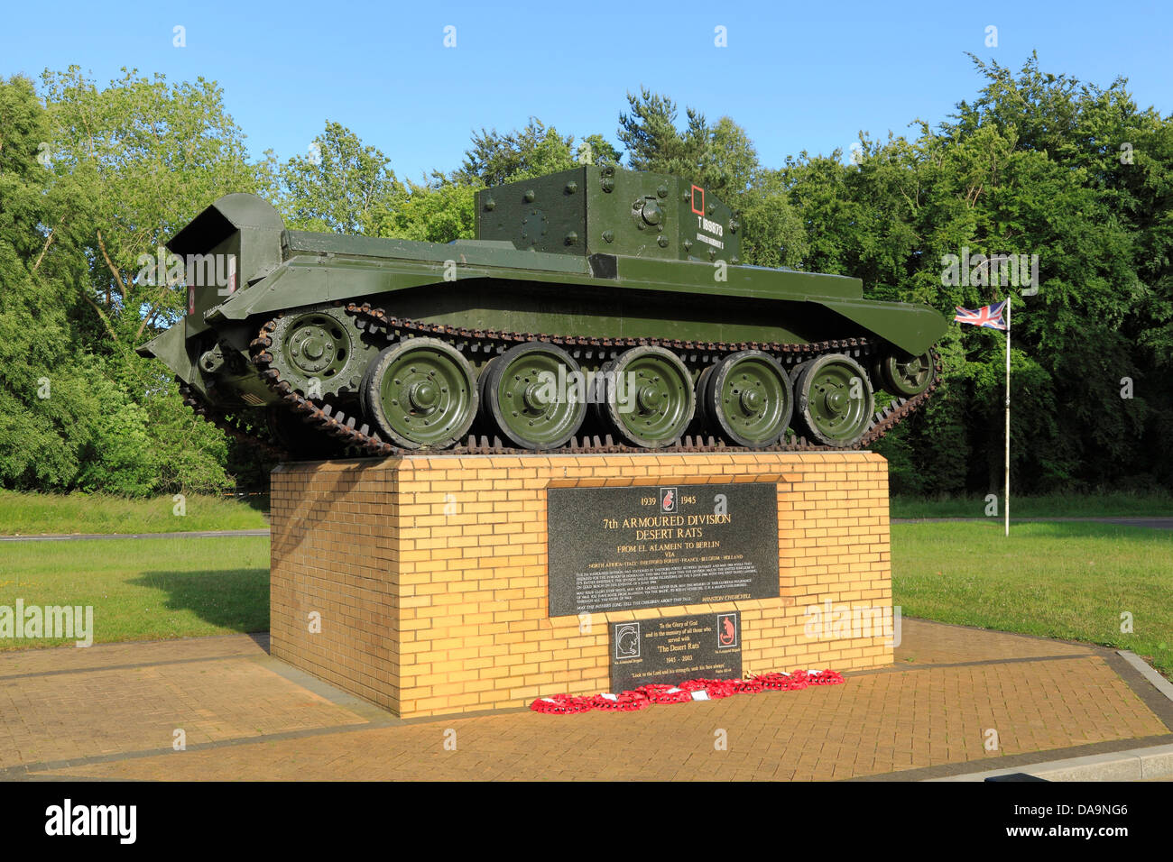 Deserto ratti Memorial, settima divisione corazzata, Thetford Forest, Norfolk, Inghilterra, seconda guerra mondiale memoriali, serbatoio reggimento Foto Stock