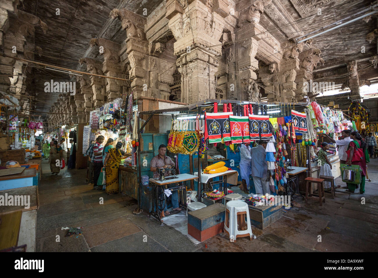 Gopuram, India India del Sud, Asia, Madurai, Sri Meenakshi, Tamil Nadu, arte, grande e famosa, colorato, Dravidico, religione, Hinduis Foto Stock