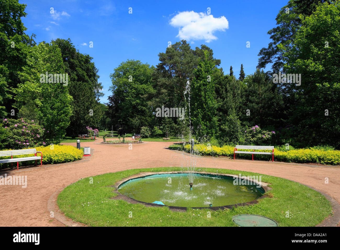 Kaiser-Karls-Park in Bad Lippspringe, Teutoburger Wald, Renania settentrionale-Vestfalia Foto Stock