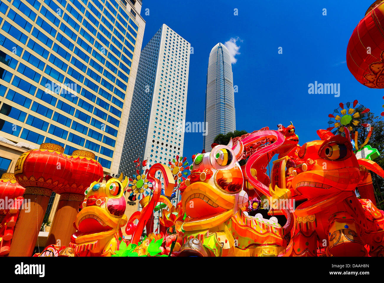 Hong Kong, Cina, Asia, Città, Quartiere Centrale, Piazza Monumento, finanziari, centro, edificio di architettura, edifici, centrale Foto Stock