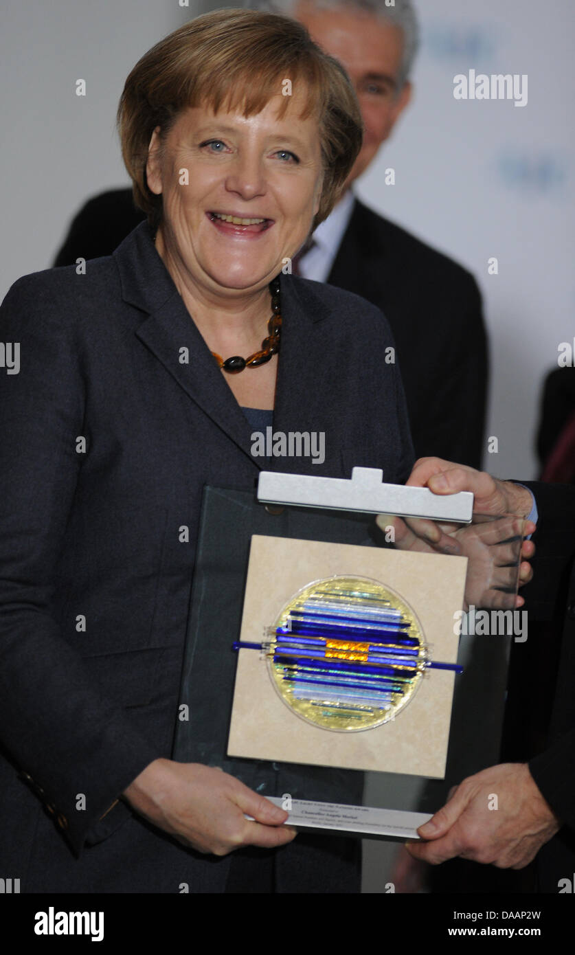 Il cancelliere tedesco Angela Merkel riceve il premio "luce verso le Nazioni' dall'American Jewish Committee (AJC) presso la cancelleria di Berlino, Germania, 20 gennaio 2011. Il AJC onori Merkel l'impegno della comunità ebraica in Germania. Foto: Hannibal Hanschke Foto Stock