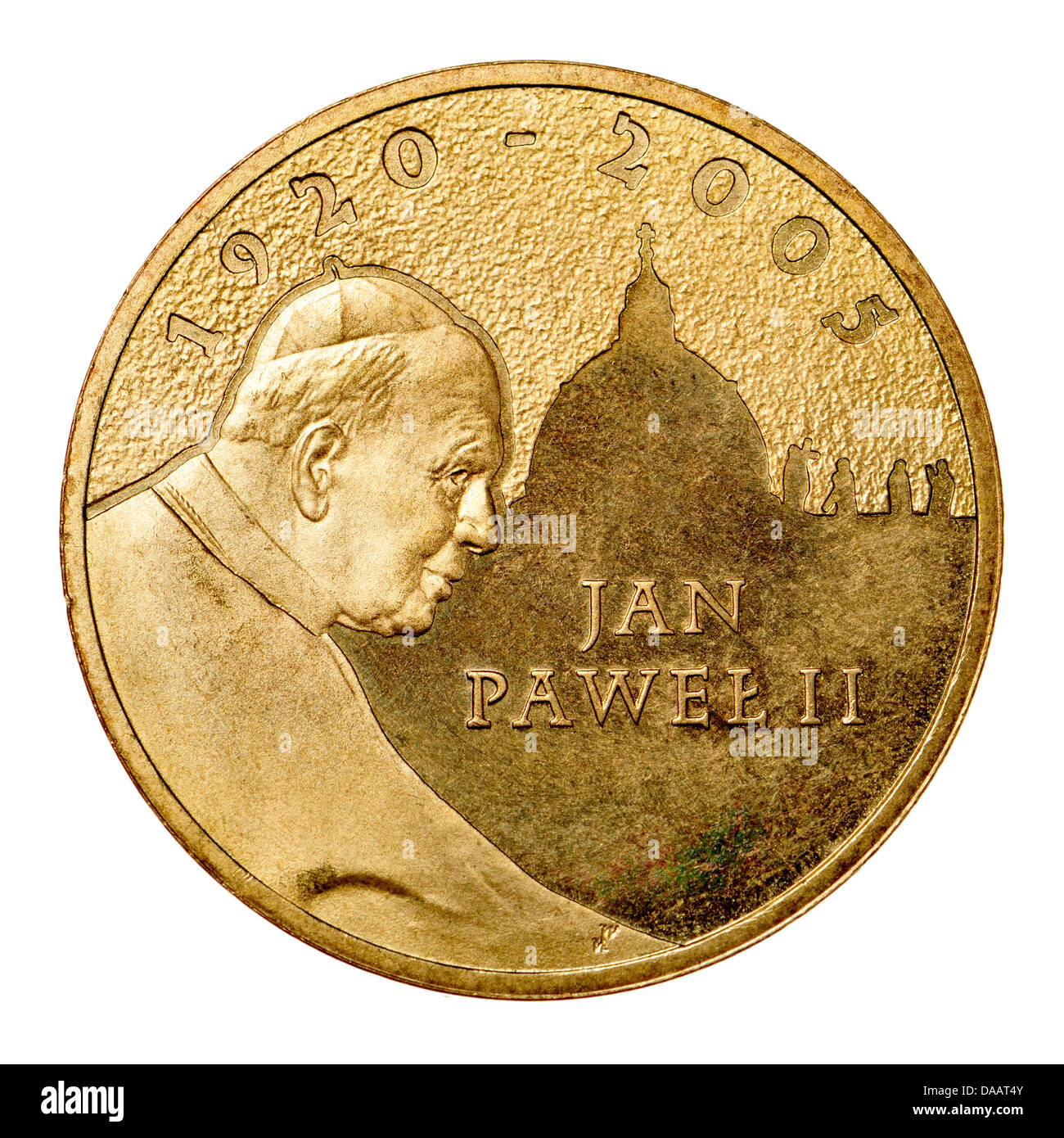 Il polacco 2zl moneta commemorativa in "Nordic Gold". Papa Giovanni Paolo II Foto Stock