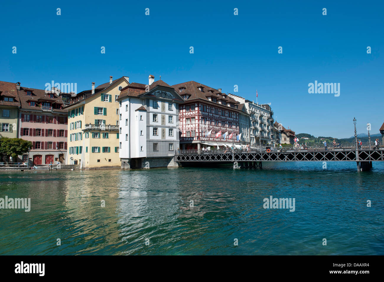 La Svizzera, Europa, Lucerna, Lucerna, paese, città, Città Vecchia, Reuss, fiume, turismo, bridge Foto Stock