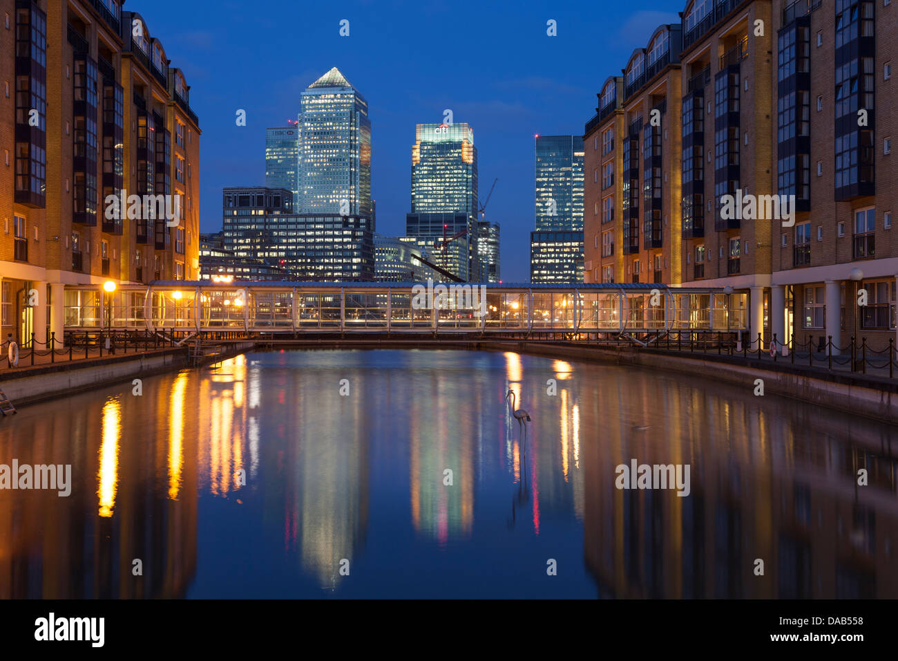 Canary Wharf di notte,Londra,UK Foto Stock