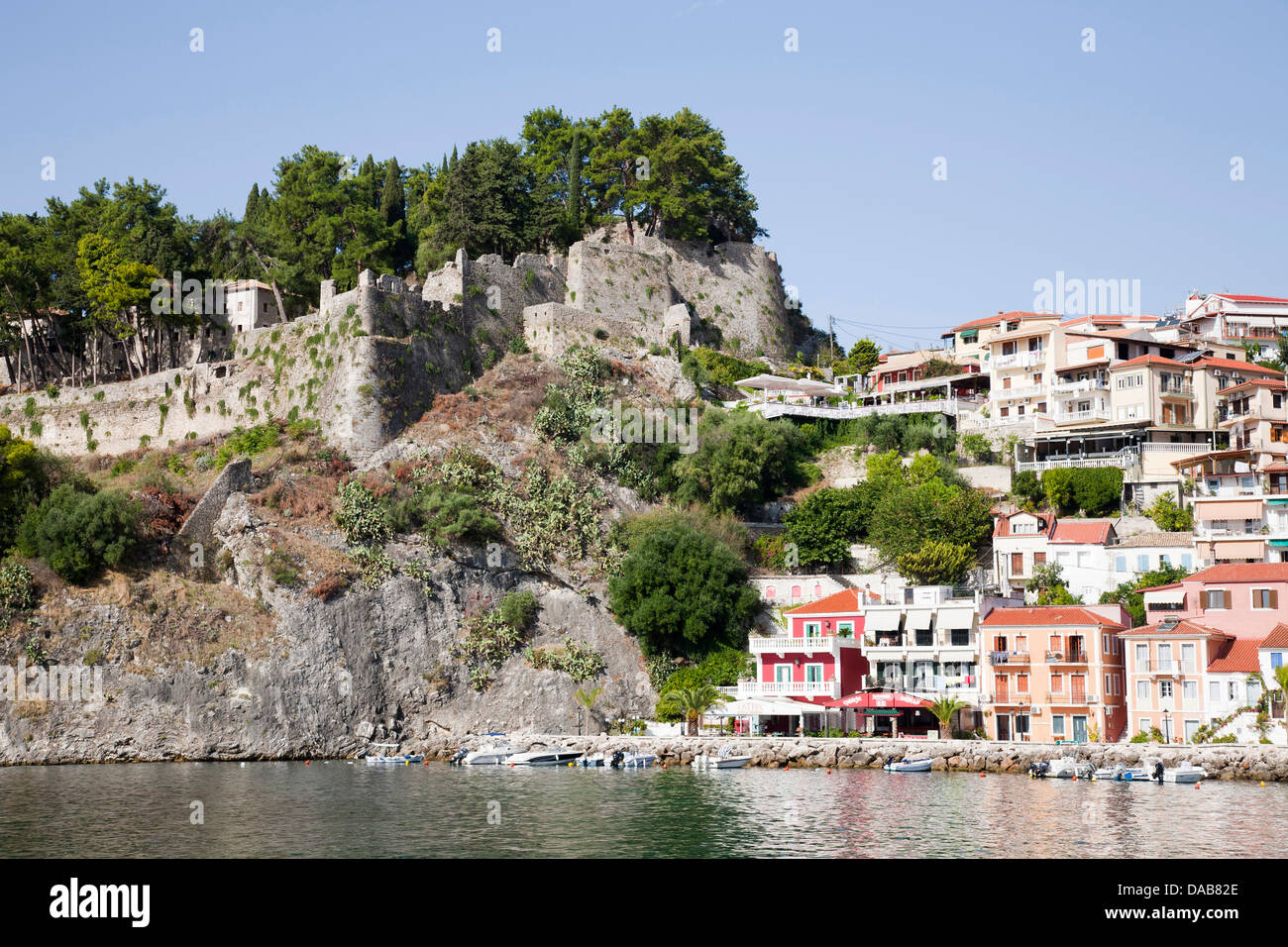 Castello, parga village, Epiro, Grecia, Europa Foto Stock