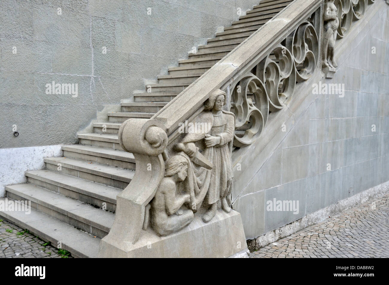 Il Rathaus (Municipio) scalini di pietra, Berna, Svizzera Foto Stock