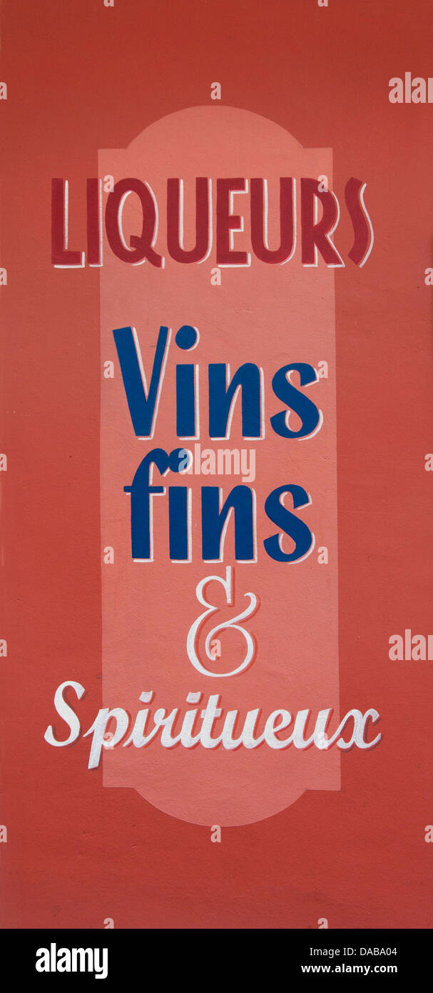 Vino liquore Sign Nice Old Centre Ristorante Costa Azzurra Cote D'Azur Francia Foto Stock