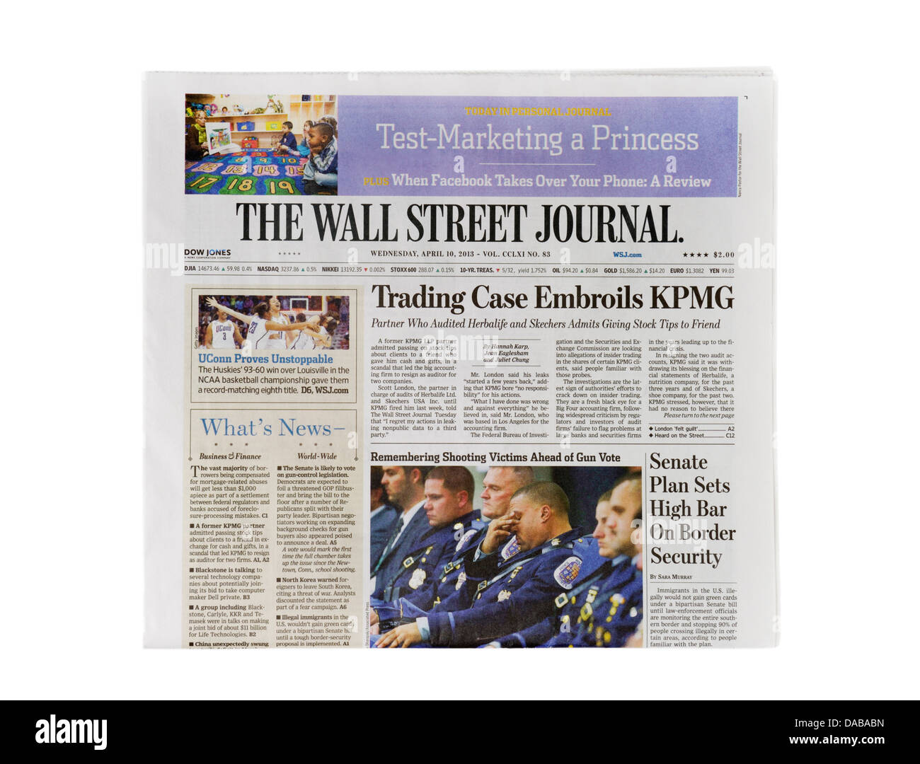Il Wall Street Journal, quotidiano, Pagina anteriore Foto Stock