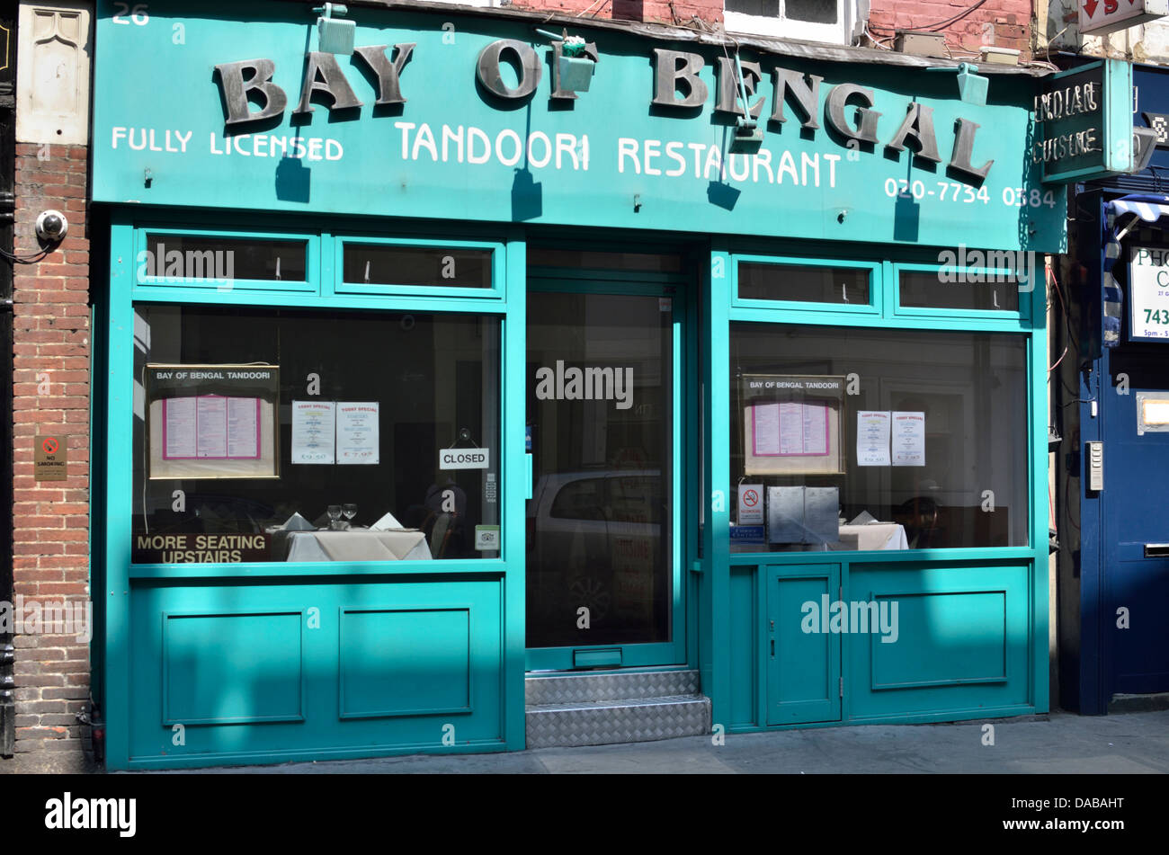 Golfo del Bengala indiano ristorante Tandoori in Greco Street, Soho, Londra, Regno Unito. Foto Stock