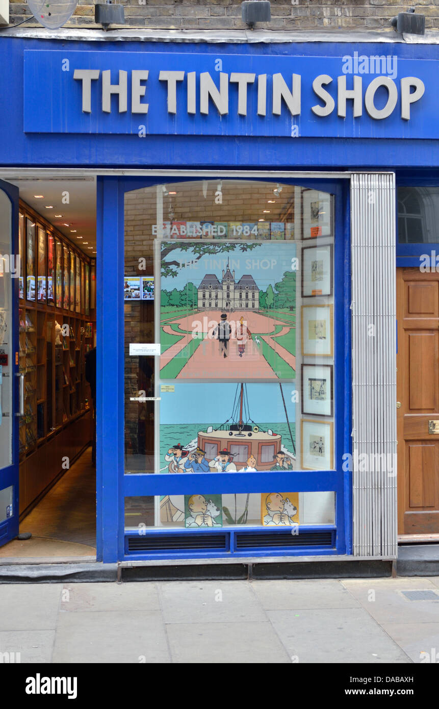 Il negozio di Tintin in Floral Street, Covent Garden di Londra, Regno Unito. Foto Stock