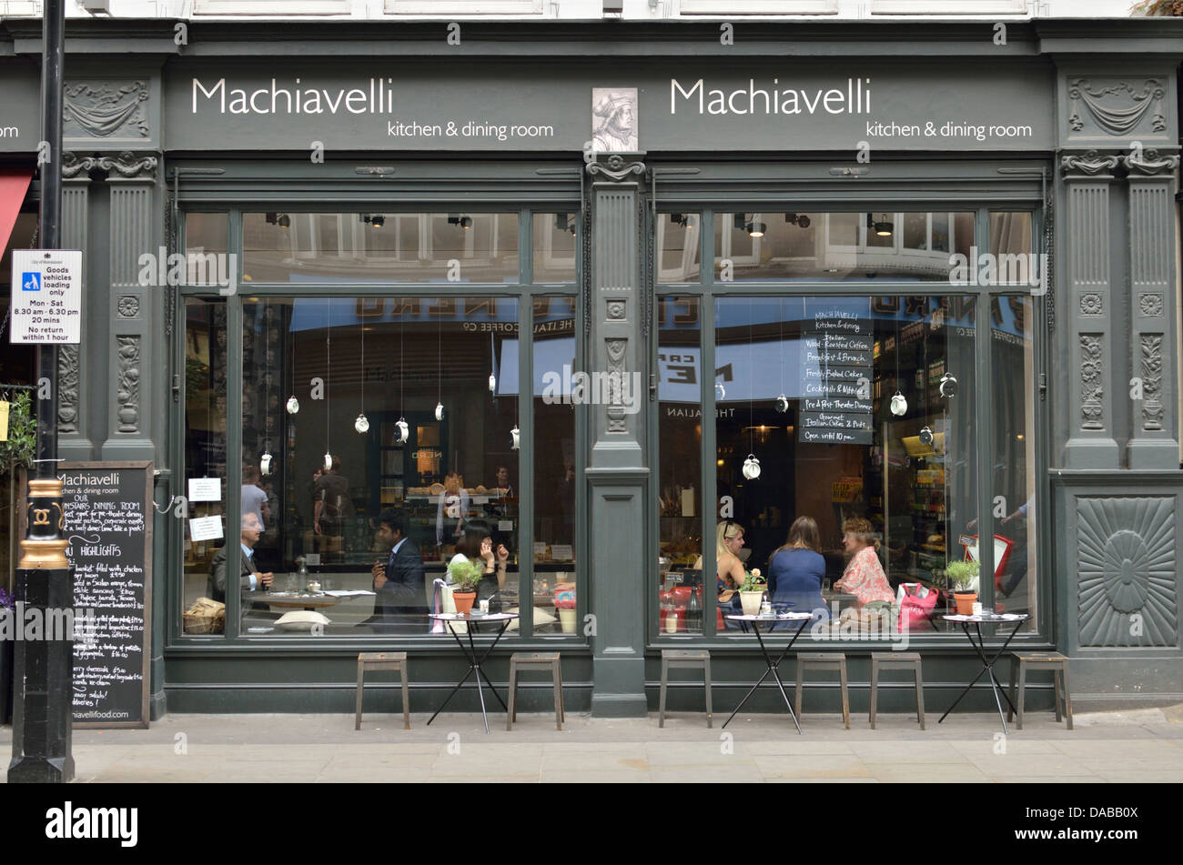 Machiavelli Cucina & Sala da Pranzo in Long Acre, Covent Garden di Londra, Regno Unito. Foto Stock
