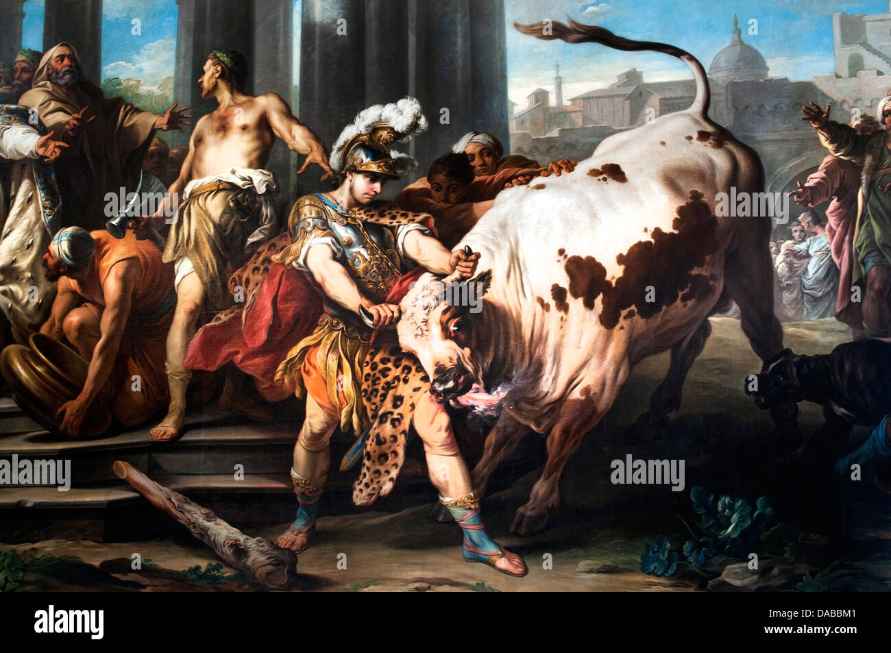 Teseo vincitore Bull Marathon 1745 Carlo Andrea - Carle VAN LOO 1705-1765 Francia Foto Stock