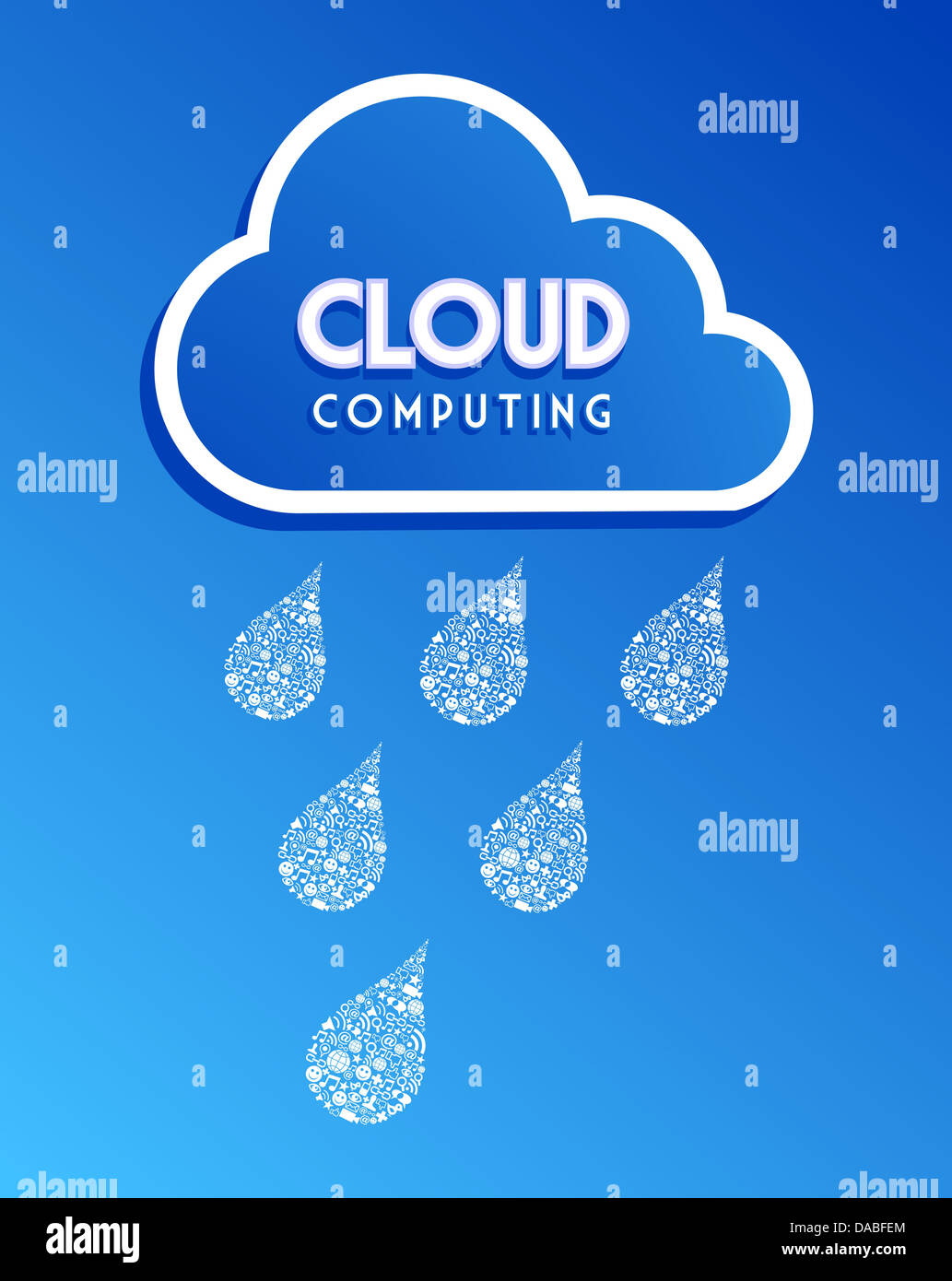 Il cloud computing social media un concetto di rete sullo sfondo. File vettoriale stratificata per una facile manipolazione e colorazione personalizzata. Foto Stock
