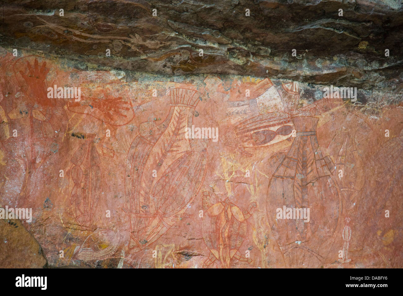 Arte rupestre aborigena a Ubirr nel parco nazionale di Kakadu, Northern Territory, Australia, 2013 Foto Stock
