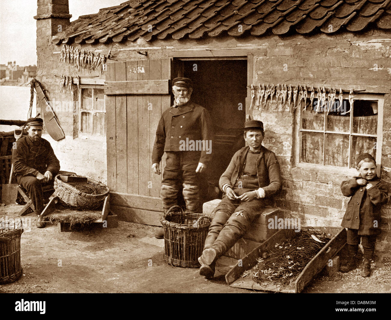 Elie pescatori periodo Vittoriano Foto Stock