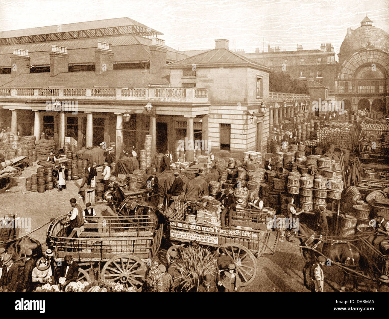 Londra Covent Garden mercato periodo Vittoriano Foto Stock