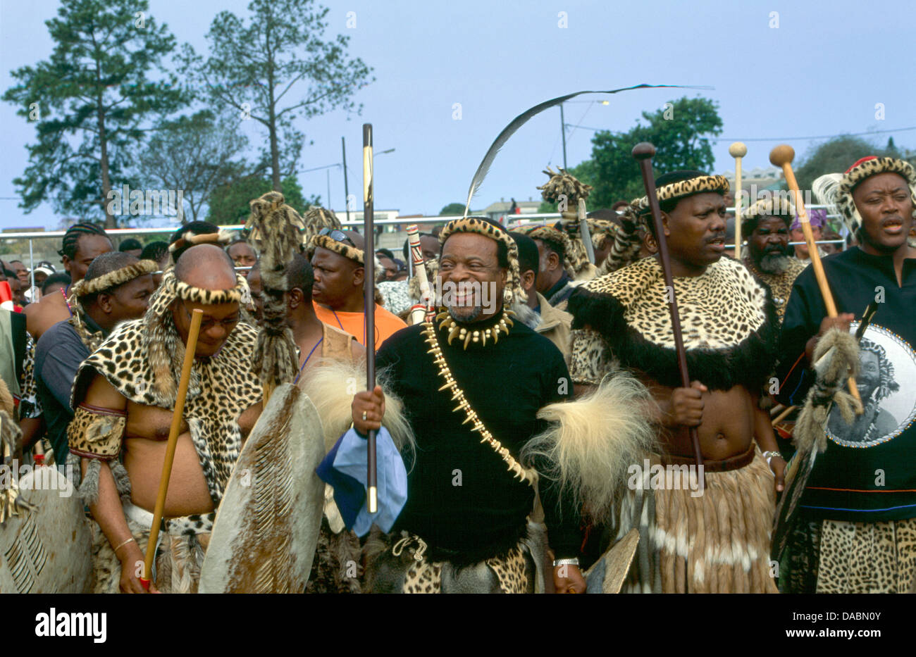 Re Goodwill Zwelithini re dell'AmaZulu (Zulu persone), al Shaka giorno le celebrazioni a Stanger, KwaZulu Natal. Foto Stock