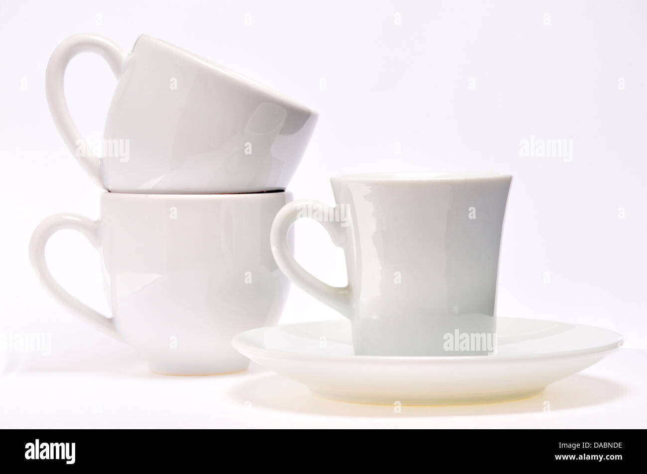 Bianco tazze di caffè Foto Stock
