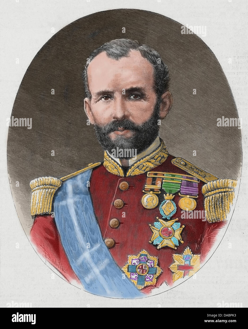 Emilio Calleja (1830-1906). Militare Spagnola. Capitano generale dell'isola di Cuba. Incisione colorata. Foto Stock