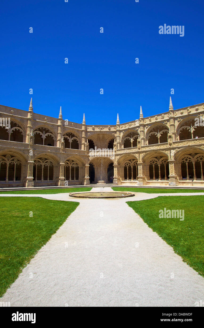 Chiostri, Mosteiro dos Jeronimos, Lisbona, Portogallo, Sud ovest Europa Foto Stock