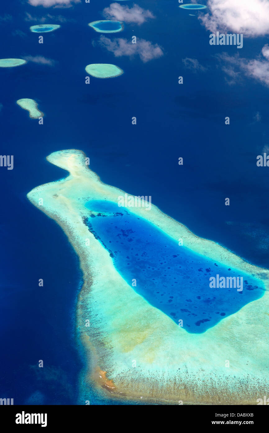 Vista aerea delle Maldive, Oceano Indiano, Asia Foto Stock