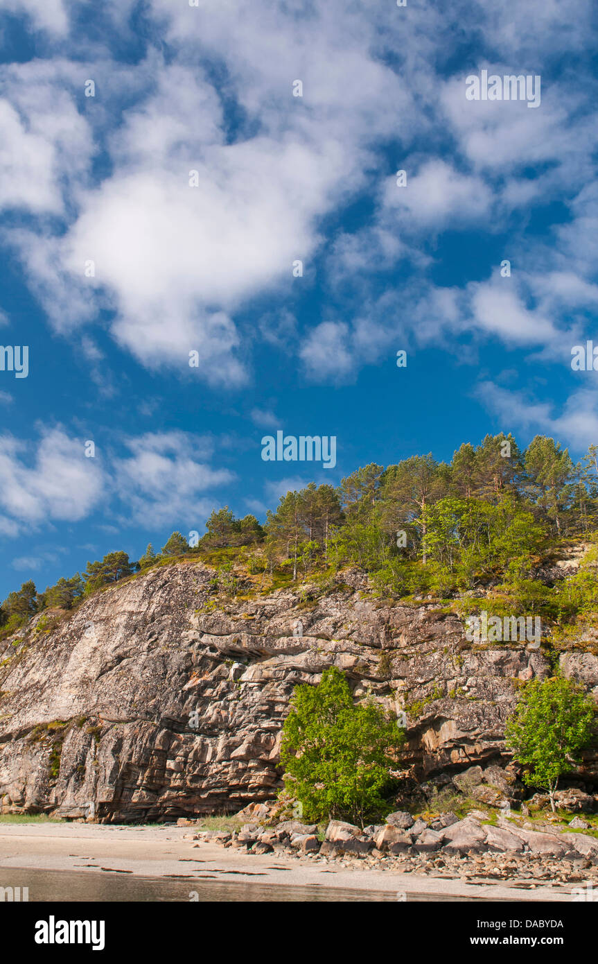 Il paesaggio costiero, lauvsnes, flatanger, nord-il trondelag, Norvegia Foto Stock