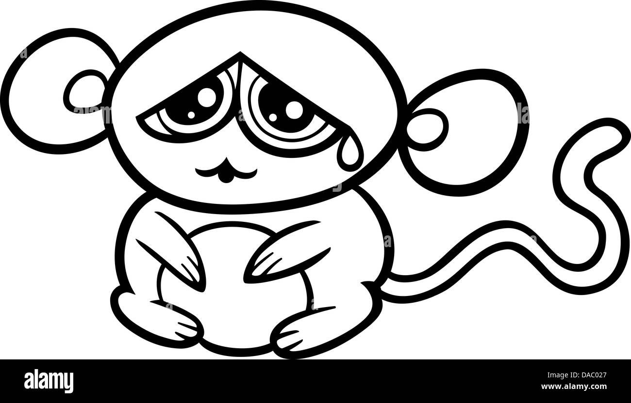 Bianco E Nero Cartoon Illustrazione Di Kawaii Style Carino