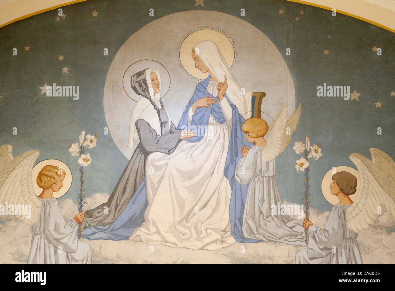 Dettaglio di Catherine Labore e la Vergine Maria nella cappella della Madonna della Medaglia Miracolosa, Parigi, Francia, Europa Foto Stock