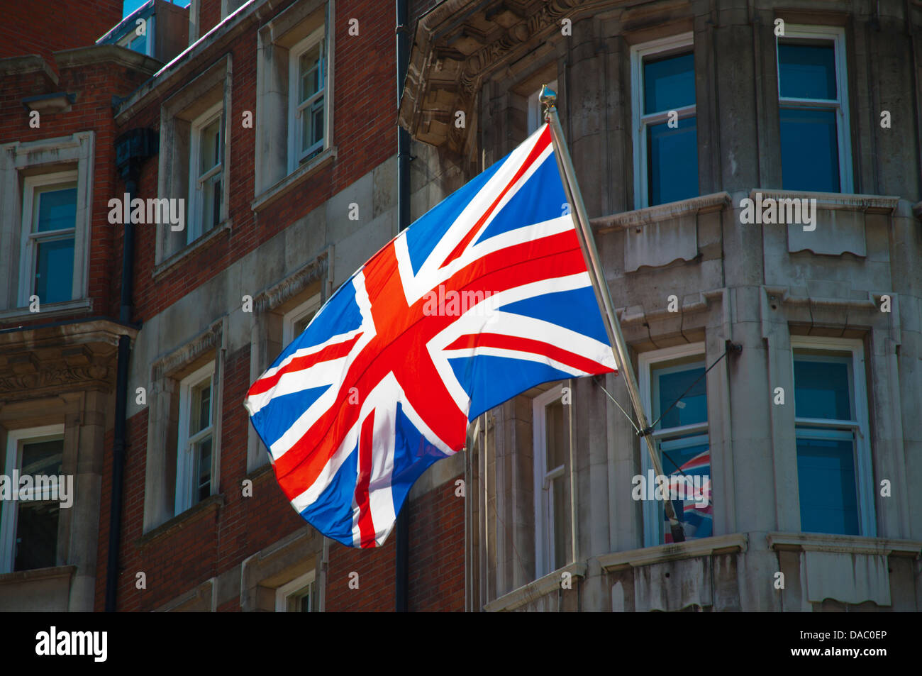 Union Jack la bandiera britannica Londra Inghilterra Gran Bretagna UK Europa Foto Stock