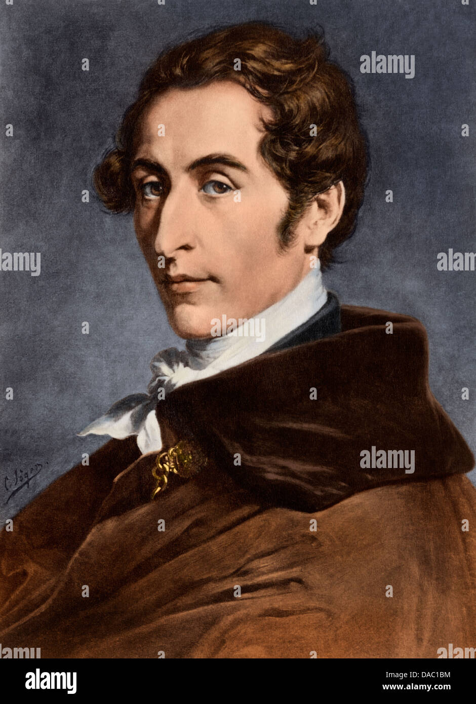 Ritratto del compositore Carl Maria von Weber. Digitalmente illustrazione colorata Foto Stock