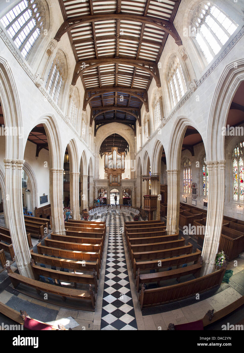 L'interno della chiesa di Santa Maria, Oxford - Vista fisheye 3 Foto Stock