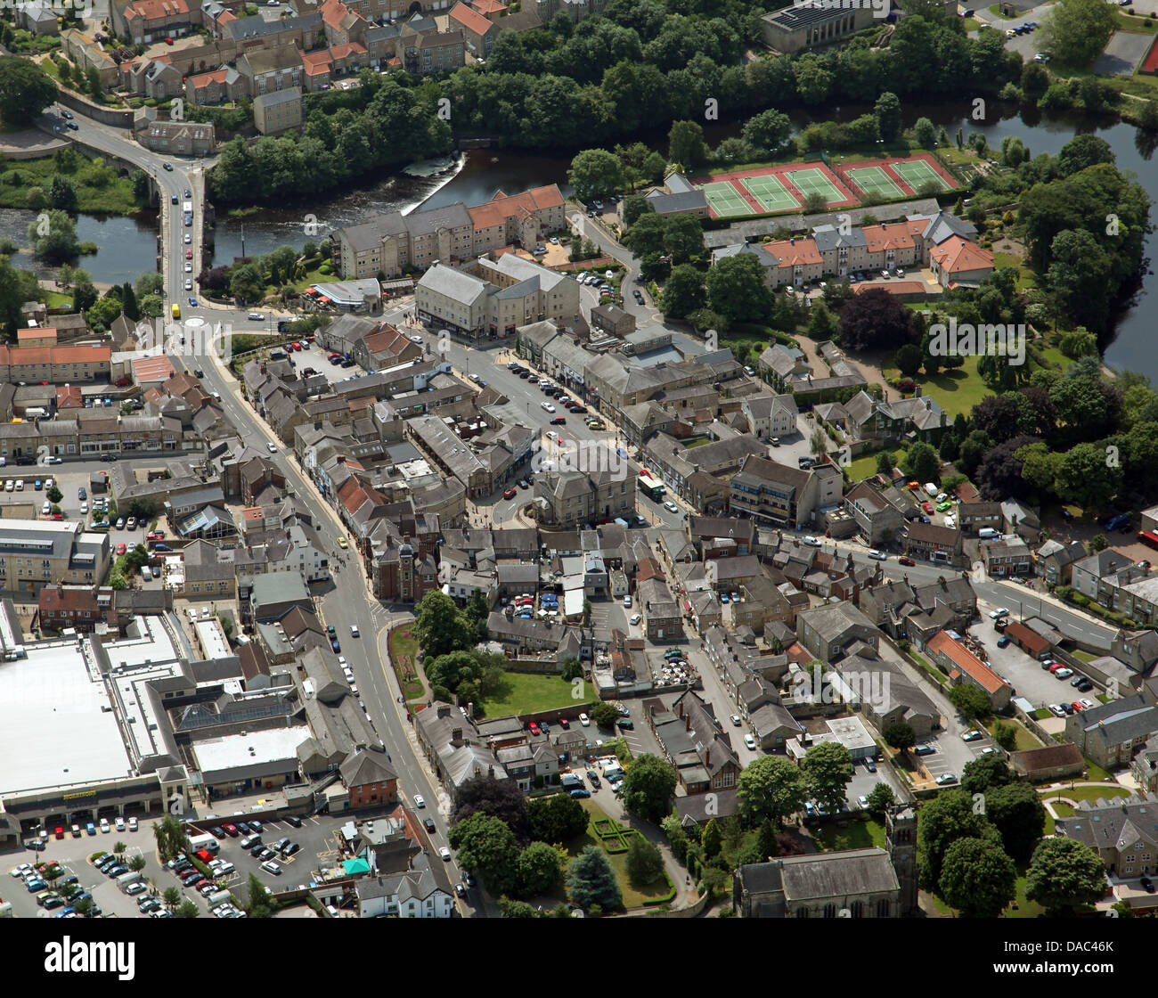 Vista aerea di Wetherby town center nel West Yorkshire Foto Stock