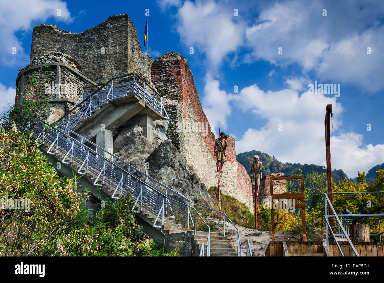 Fortezza di Poenari è Vlad Tepes Castello, Principe della Valacchia medievale, moderna Romania Foto Stock