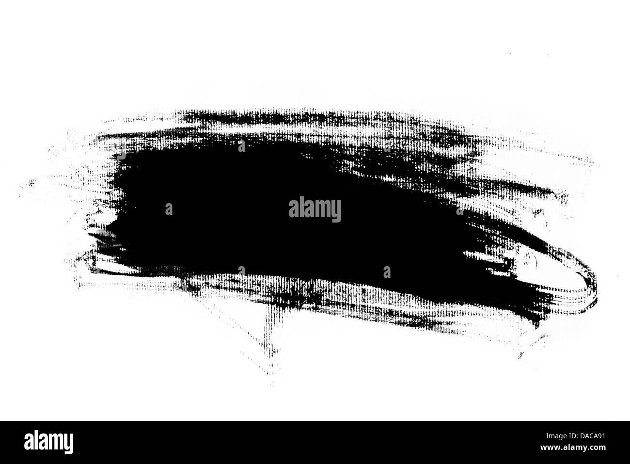Vernice astratta tratto di pennello. Nero a pennello su bianco goffrato sfondo della carta. Foto Stock
