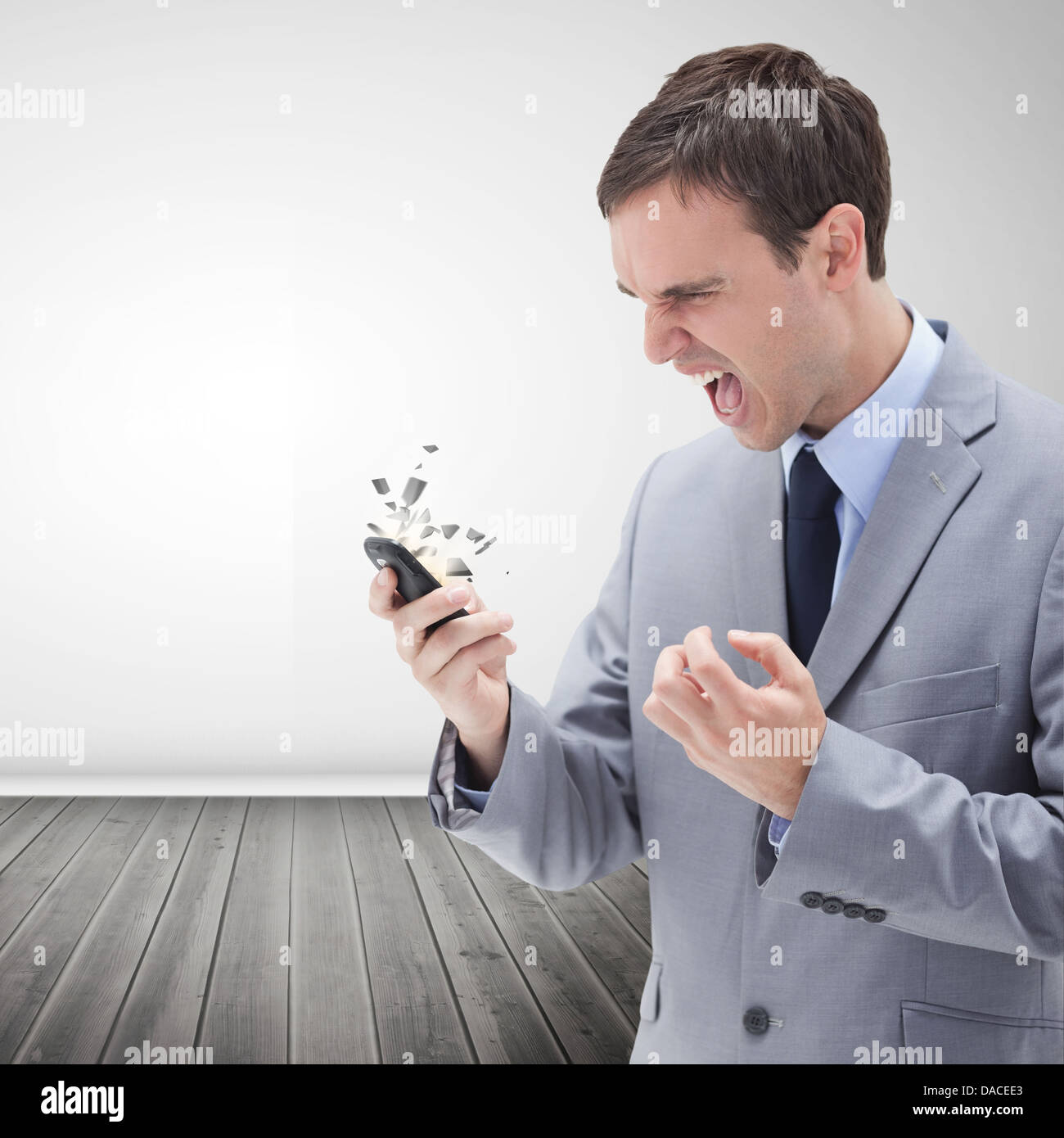 Furious imprenditore urlando Foto Stock