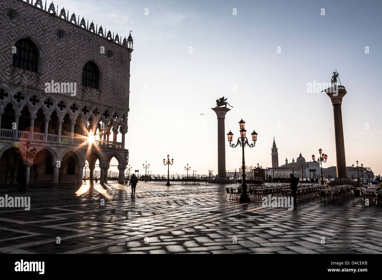 Piazza San Marco, all'alba, Sunrise, Venezia, Italia Foto Stock