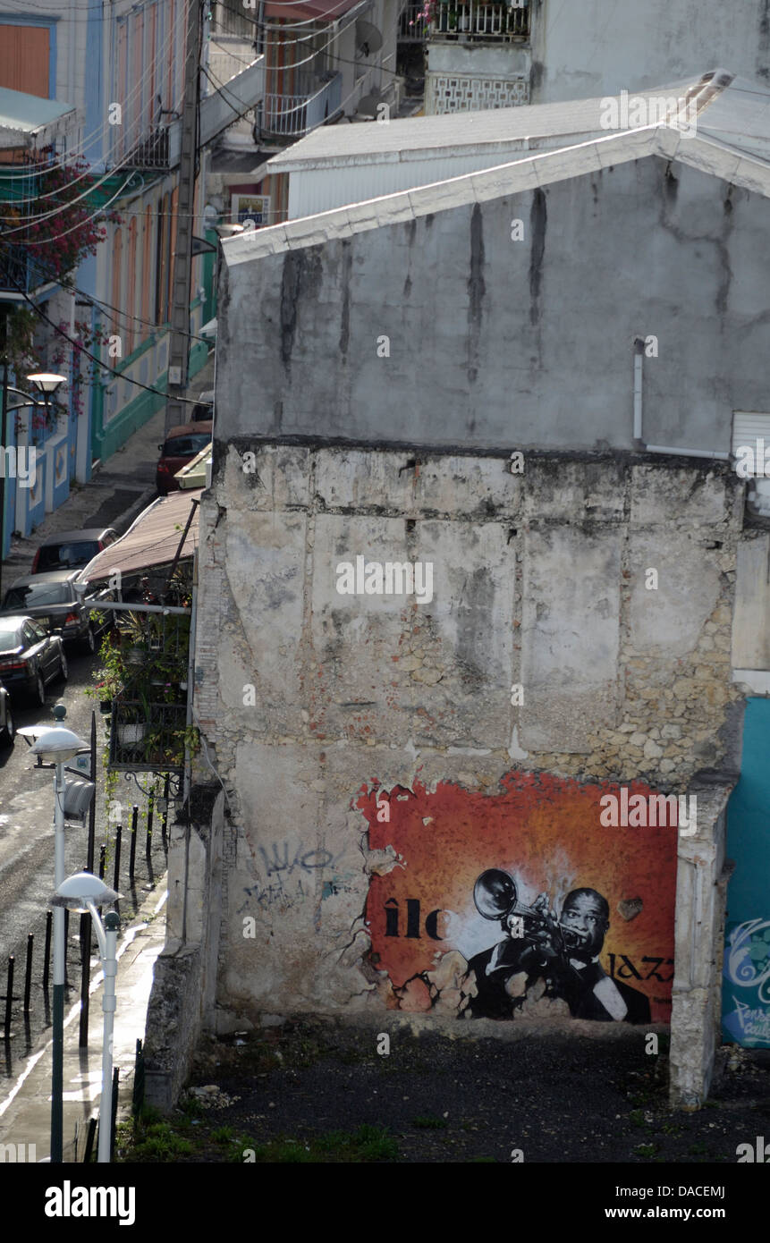 Graffiti su edificio in Basseterre, Guadalupa Foto Stock