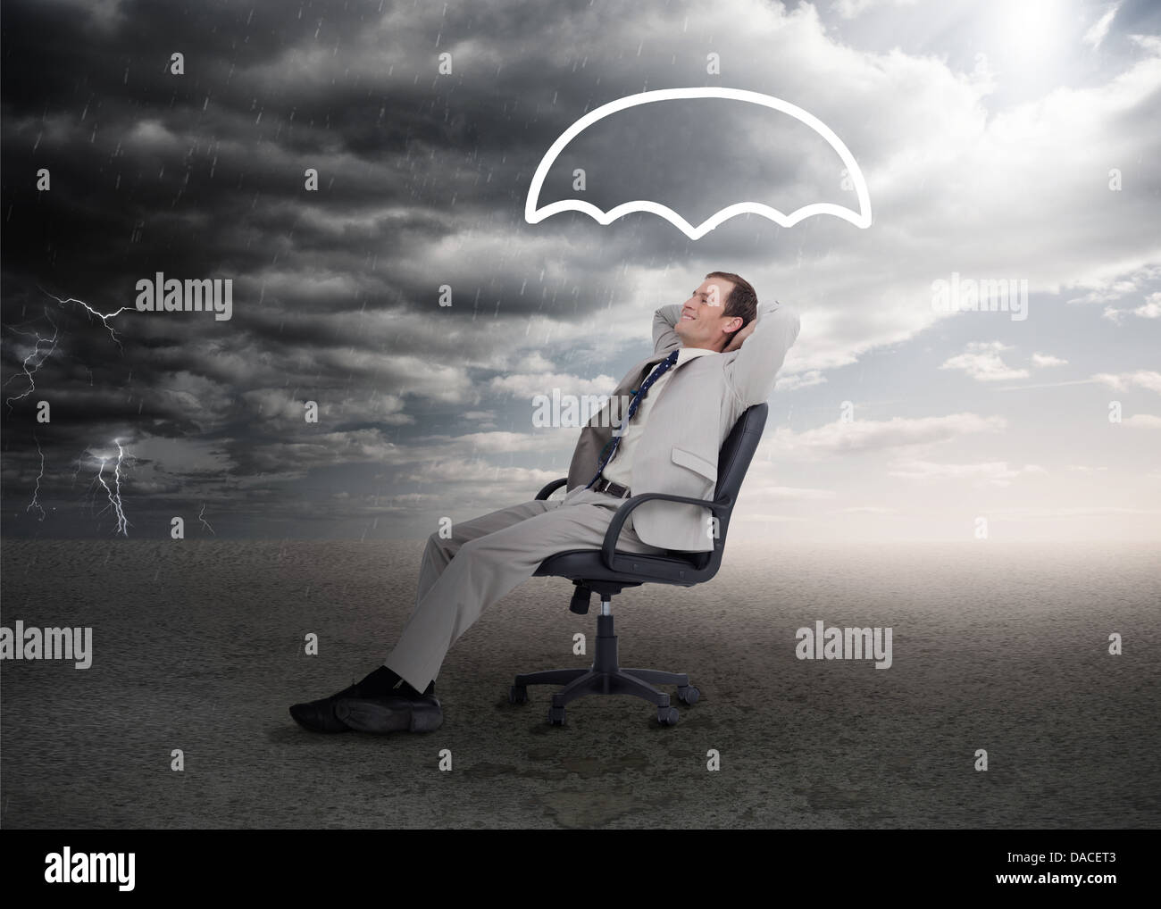 Imprenditore dormire in una sedia Foto Stock