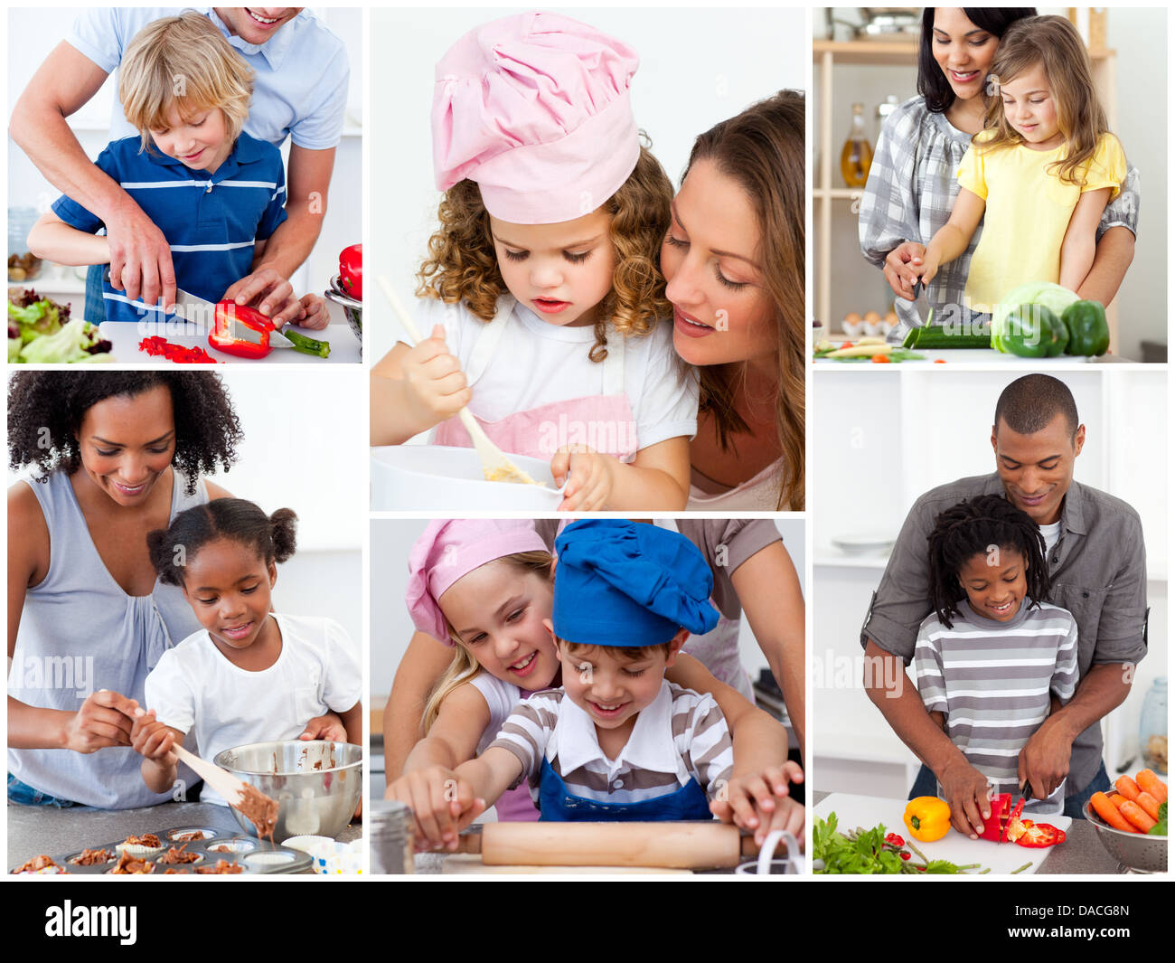 Collage di carino famiglie Foto Stock