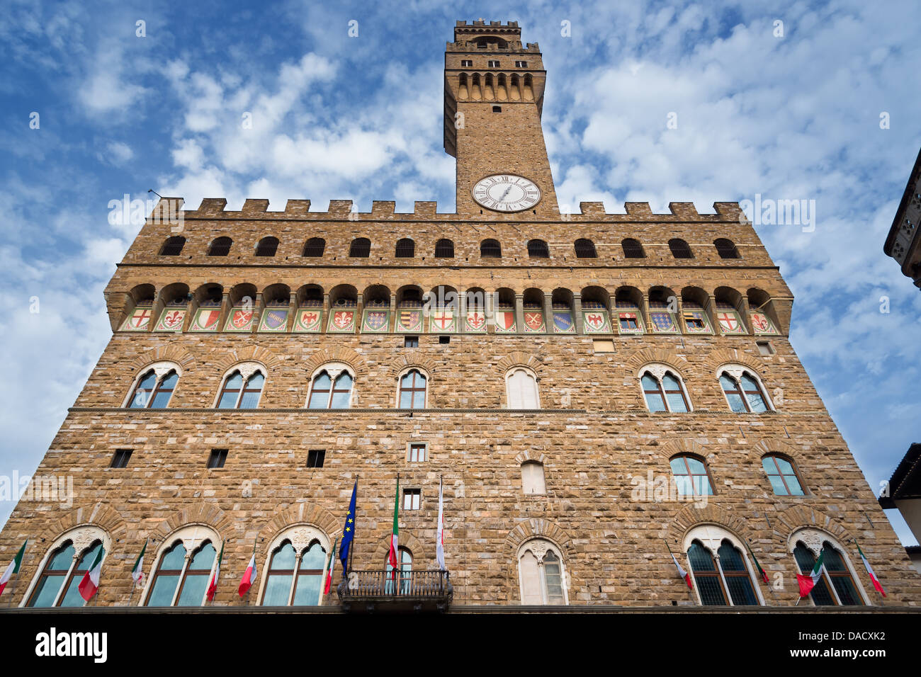 Palazzo Vecchio su Piazza della Signoria. Firenze, Italia Foto Stock