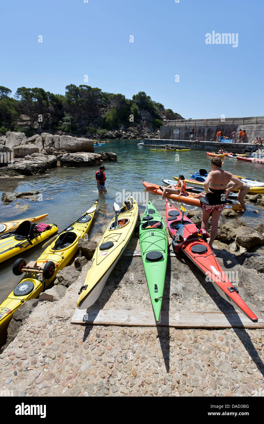 Kayak da mare. Isola di Dragonera. Mallorca. Spagna Foto Stock