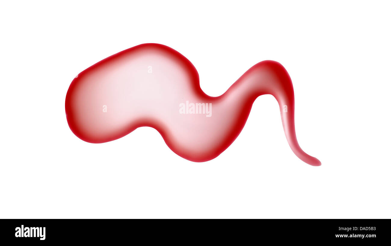 Rosso prodotto di bellezza olio gel ritagliato su uno sfondo bianco Foto Stock