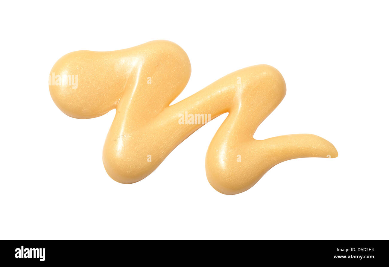 Giallo arancione crema gel olio tagliare su sfondo bianco Foto Stock