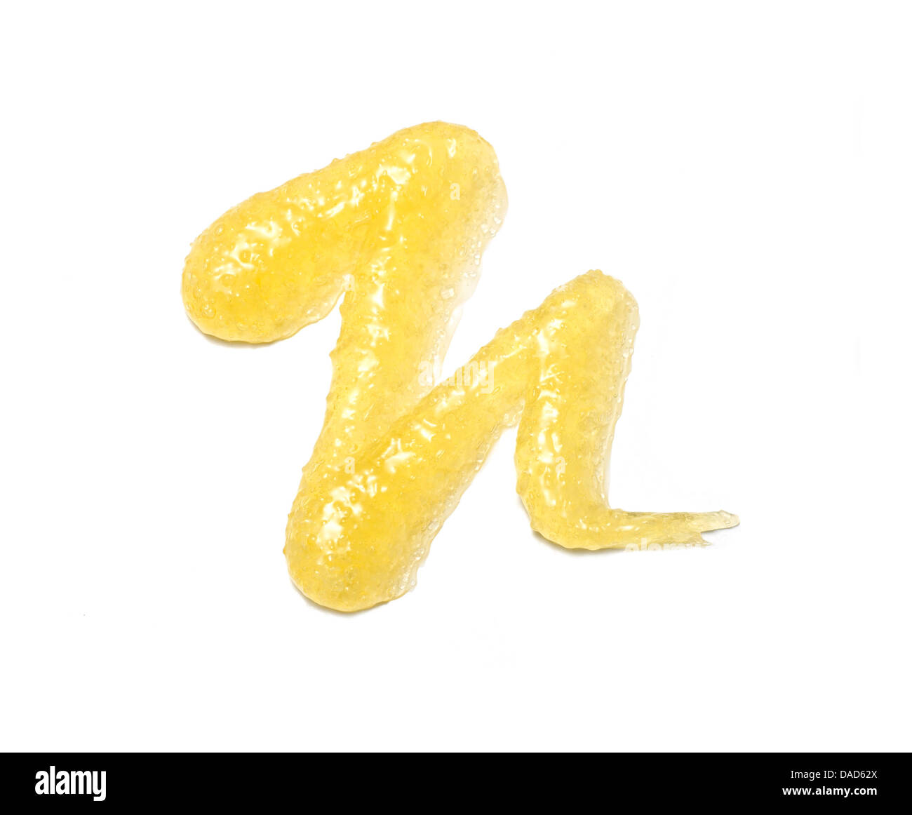 Giallo arancione crema gel olio tagliare su sfondo bianco Foto Stock