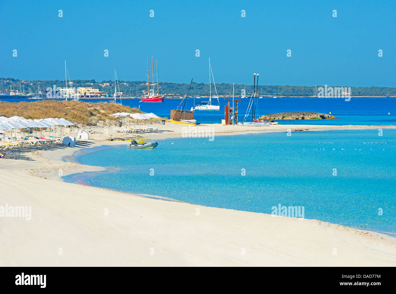 Spiaggia di Ses Illetes, Formentera, isole Baleari, Spagna, Mediterraneo, Europa Foto Stock